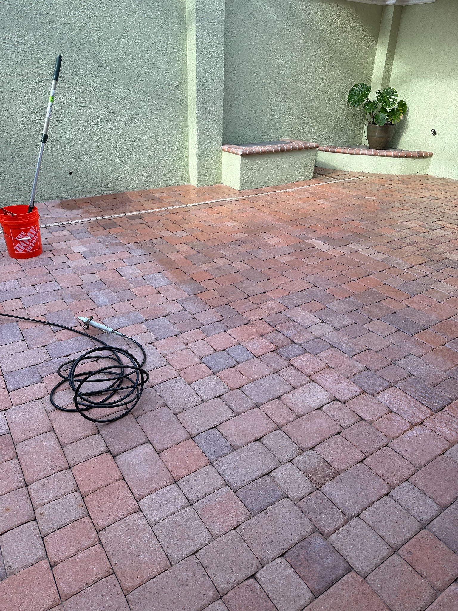 M2 pressure washing pavers